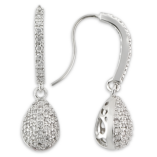 LO892 - Brass Earrings Rhodium Women AAA Grade CZ Clear