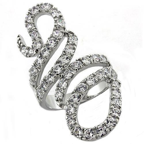 LOA1014 - Brass Ring Rhodium Women AAA Grade CZ Clear