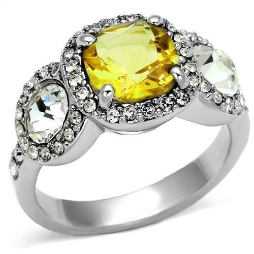 LOA1068 - Brass Ring Rhodium Women Synthetic Citrine Yellow