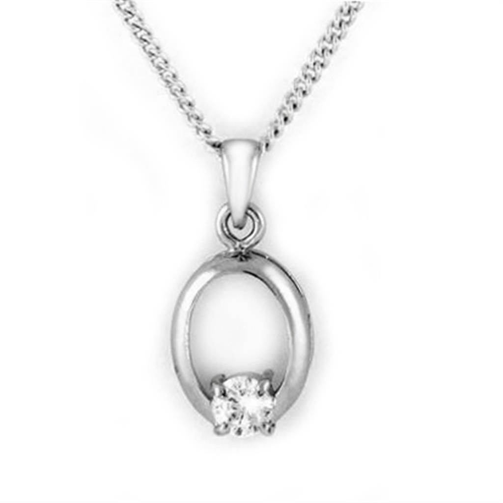 LOA1360 - Brass Chain Pendant Rhodium Women AAA Grade CZ Clear