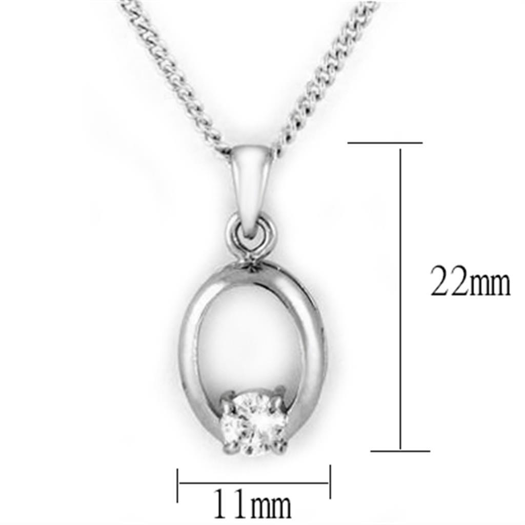 LOA1360 - Brass Chain Pendant Rhodium Women AAA Grade CZ Clear