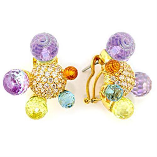 LOA245 - Brass Earrings Gold Women AAA Grade CZ Multi Color