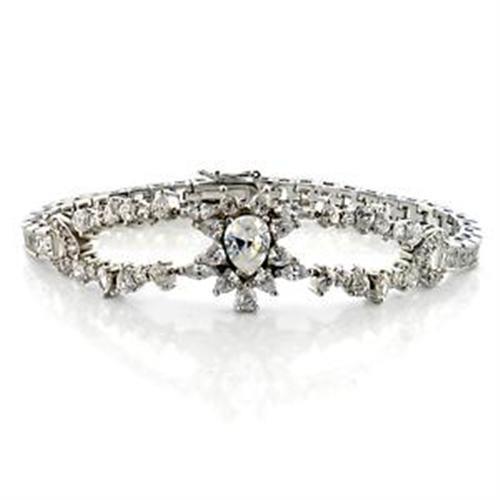 LOA547 - Brass Bracelet Rhodium Women AAA Grade CZ Clear