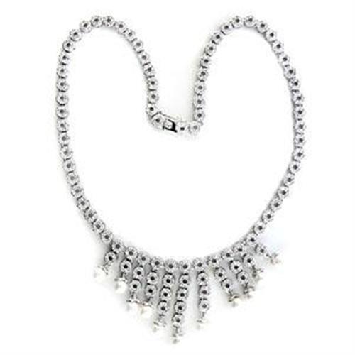 LOA559 - 925 Sterling Silver Necklace Rhodium Women Synthetic White