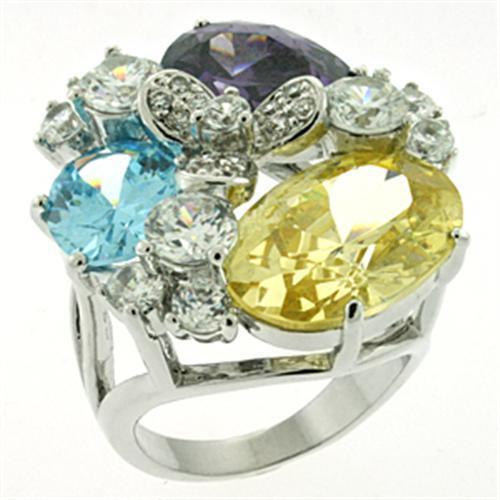 LOA606 - Brass Ring Rhodium Women AAA Grade CZ Multi Color