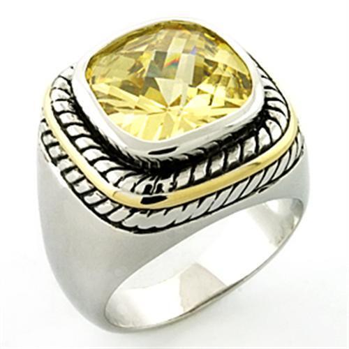 LOA668 - Brass Ring Rhodium Women AAA Grade CZ Citrine