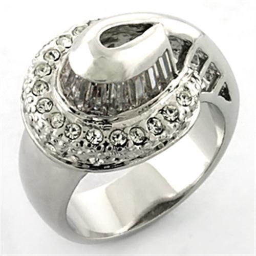 LOA672 - Brass Ring Rhodium Women AAA Grade CZ Clear