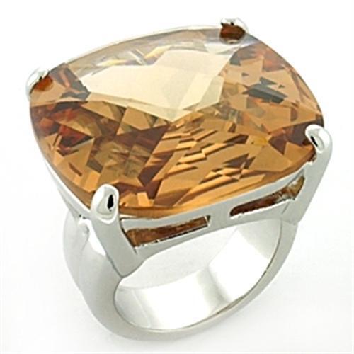 LOA679 - Brass Ring Rhodium Women AAA Grade CZ Topaz