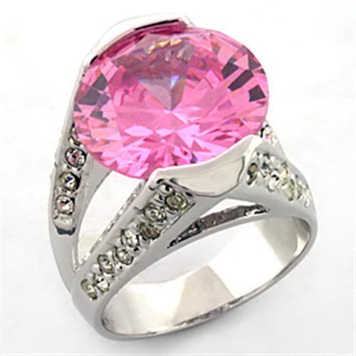 LOA686 - Brass Ring Rhodium Women AAA Grade CZ Rose