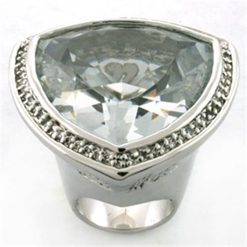 LOA727 - Brass Ring Rhodium Women AAA Grade CZ Clear