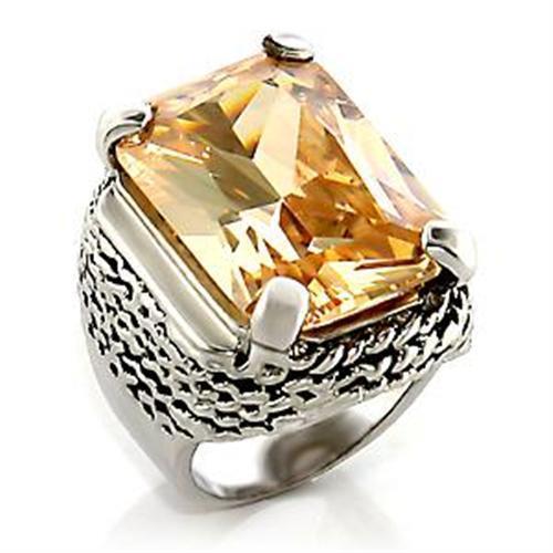 LOA810 - Brass Ring Rhodium Women AAA Grade CZ Champagne