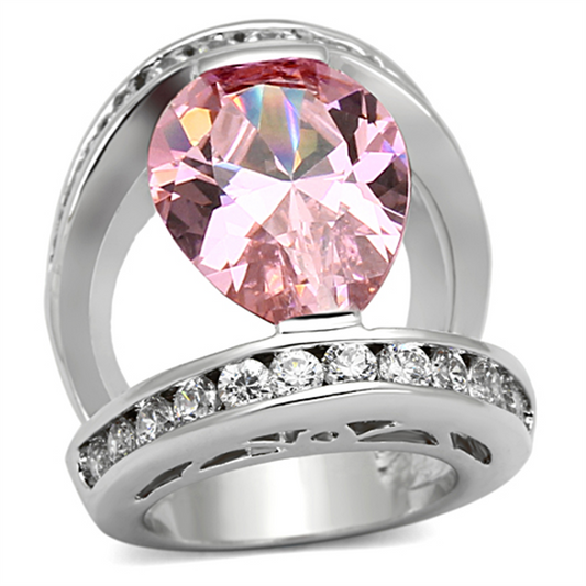 LOA924 - Brass Ring Rhodium Women AAA Grade CZ Rose