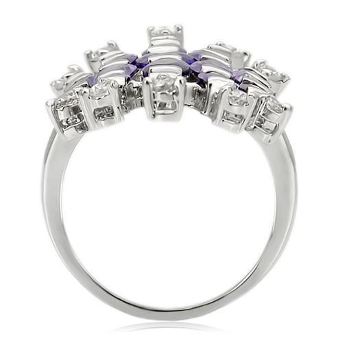 LOA933 - Brass Ring Rhodium Women AAA Grade CZ Amethyst