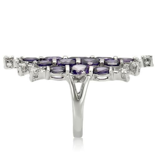 LOA933 - Brass Ring Rhodium Women AAA Grade CZ Amethyst