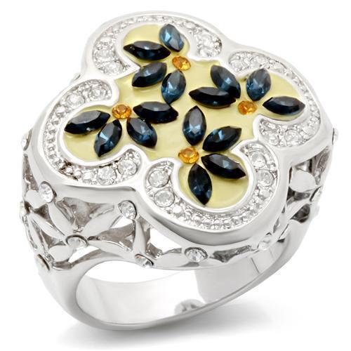 LOA940 - Brass Ring Rhodium Women Top Grade Crystal Multi Color