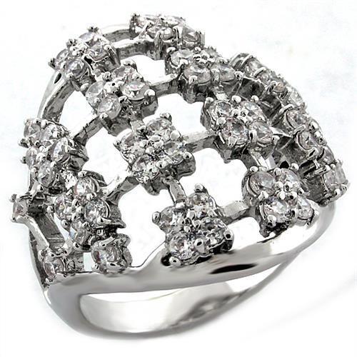 LOA996 - Brass Ring Rhodium Women AAA Grade CZ Clear