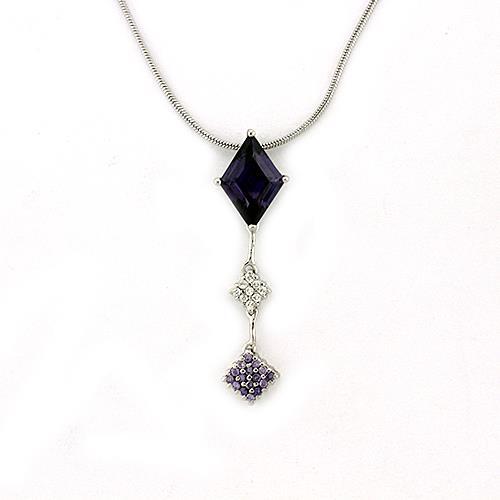 LOAS1322 - 925 Sterling Silver Chain Pendant Rhodium Women AAA Grade CZ Amethyst