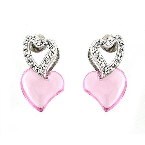 LOAS1333 - 925 Sterling Silver Earrings Rhodium Women AAA Grade CZ Rose