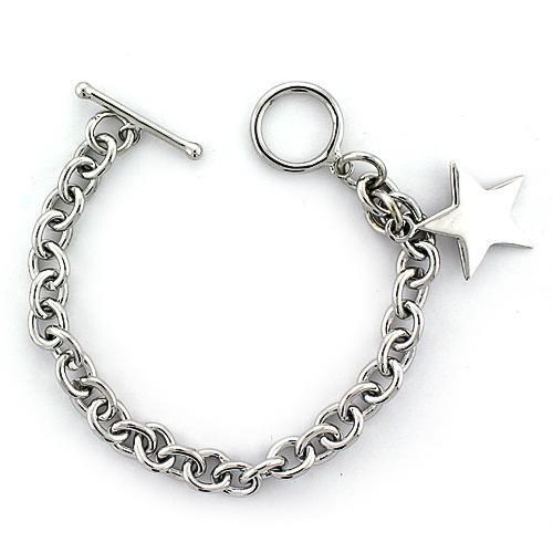 LOAS796 - 925 Sterling Silver Bracelet High-Polished Women No Stone No Stone