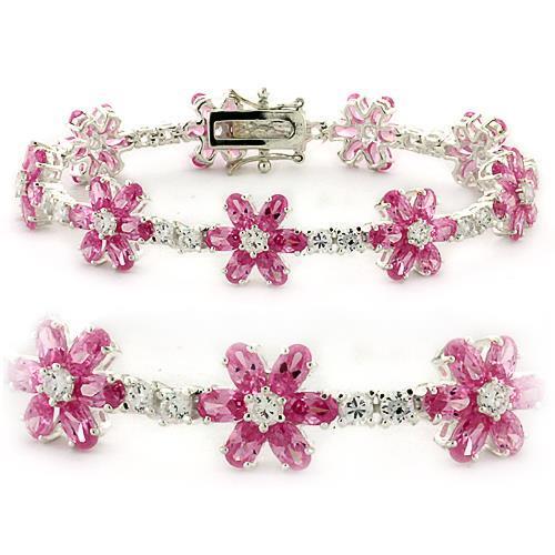 LOAS956 - 925 Sterling Silver Bracelet High-Polished Women AAA Grade CZ Rose