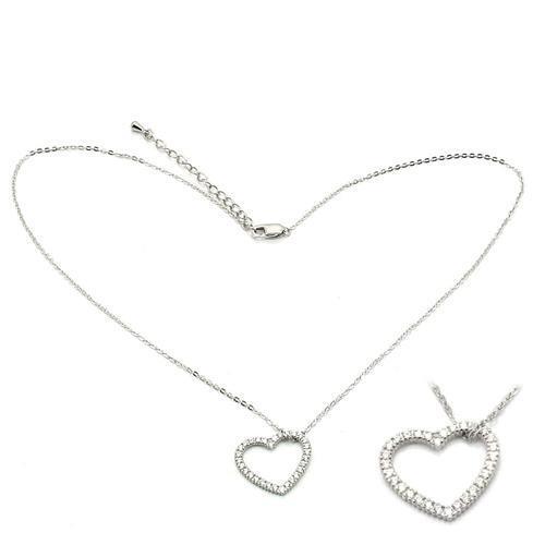 LOS032 - 925 Sterling Silver Chain Pendant Rhodium Women AAA Grade CZ Clear