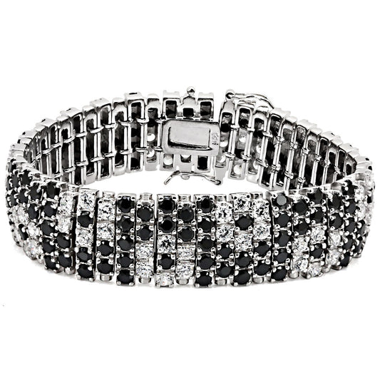 LOS476 - 925 Sterling Silver Bracelet Rhodium Women AAA Grade CZ Black Diamond