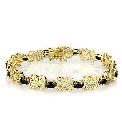 LOS602 - 925 Sterling Silver Bracelet Gold Women AAA Grade CZ Jet