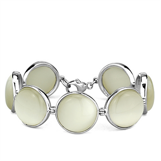 LOS762 - 925 Sterling Silver Bracelet High-Polished Women Synthetic White