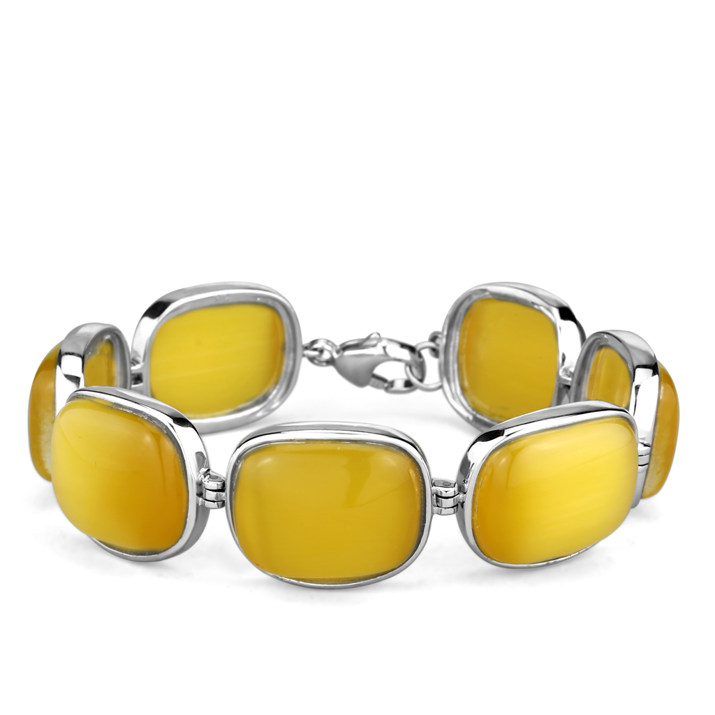 LOS763 - 925 Sterling Silver Bracelet Rhodium Women Synthetic Topaz