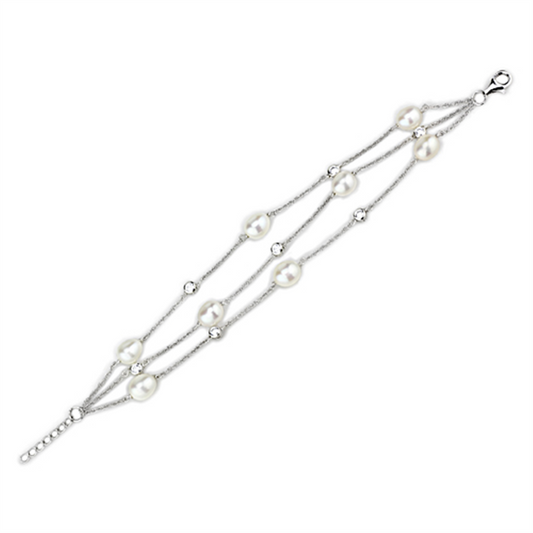 LOS781 - 925 Sterling Silver Bracelet Rhodium Women Synthetic White