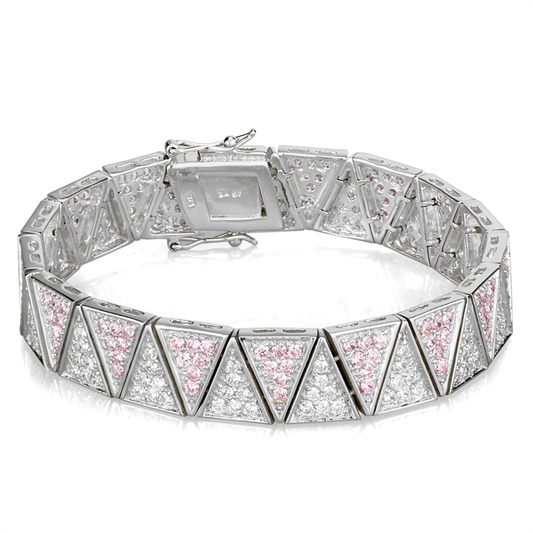 LOS845 - 925 Sterling Silver Bracelet Rhodium Women AAA Grade CZ Rose