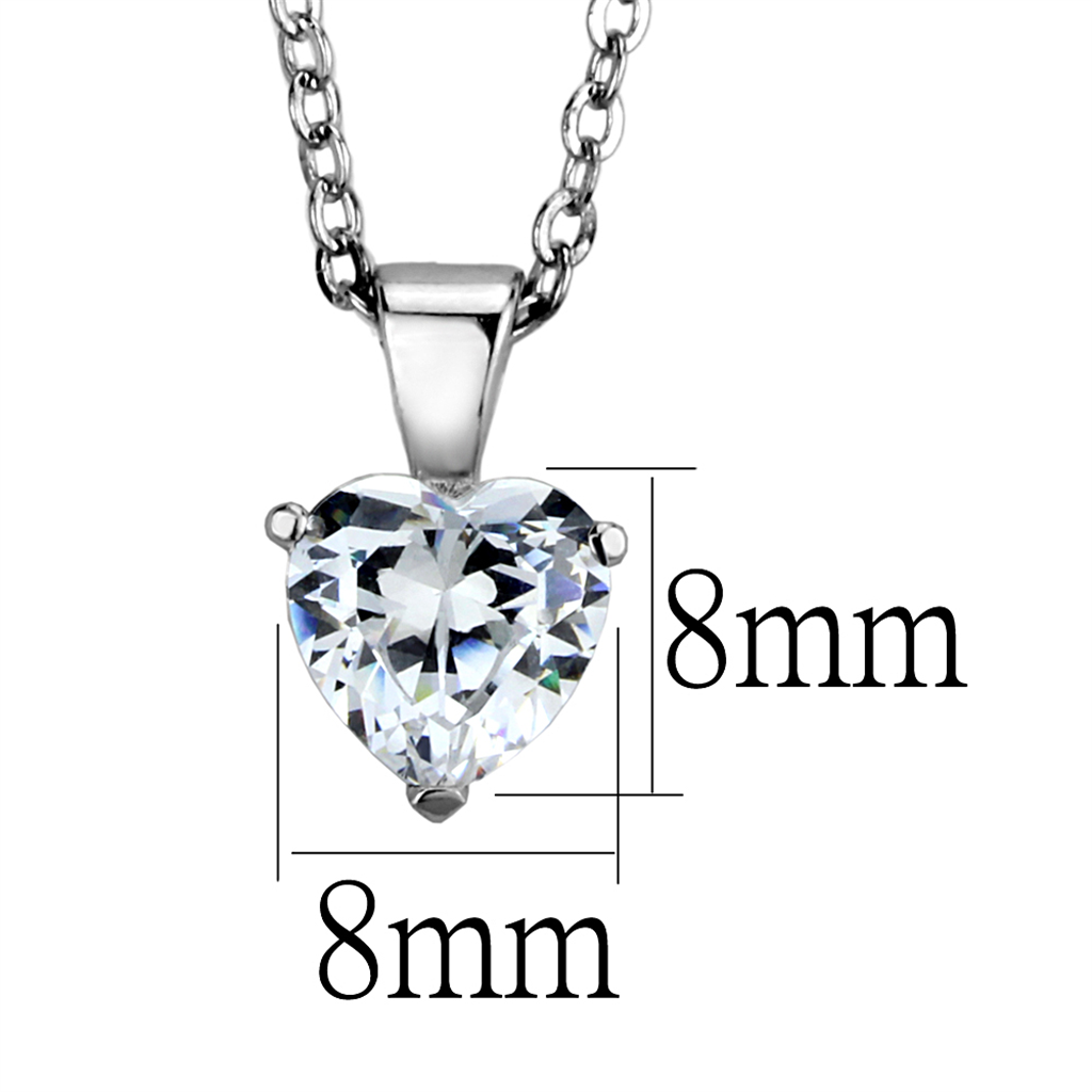 LOS888 - 925 Sterling Silver Chain Pendant Rhodium Women AAA Grade CZ Clear