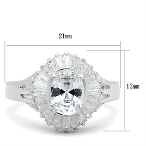 SS042 - 925 Sterling Silver Ring Silver Women AAA Grade CZ Clear