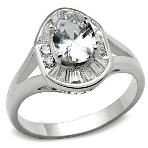 SS046 - 925 Sterling Silver Ring Silver Women AAA Grade CZ Clear