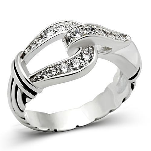 SS050 - 925 Sterling Silver Ring Silver Women AAA Grade CZ Clear