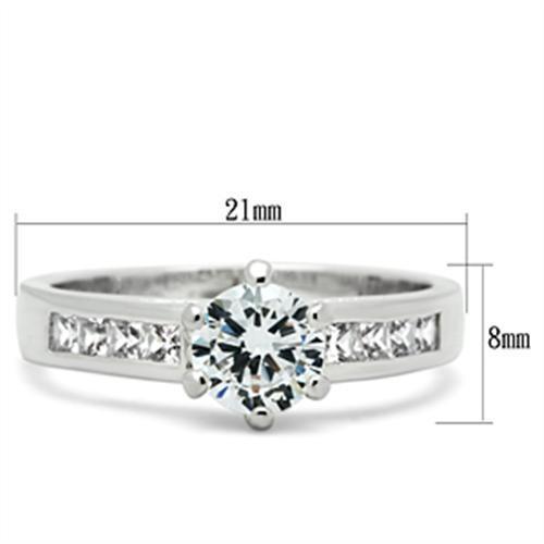 SS058 - 925 Sterling Silver Ring Silver Women AAA Grade CZ Clear