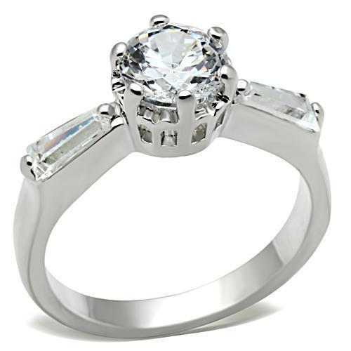 SS060 - 925 Sterling Silver Ring Silver Women AAA Grade CZ Clear