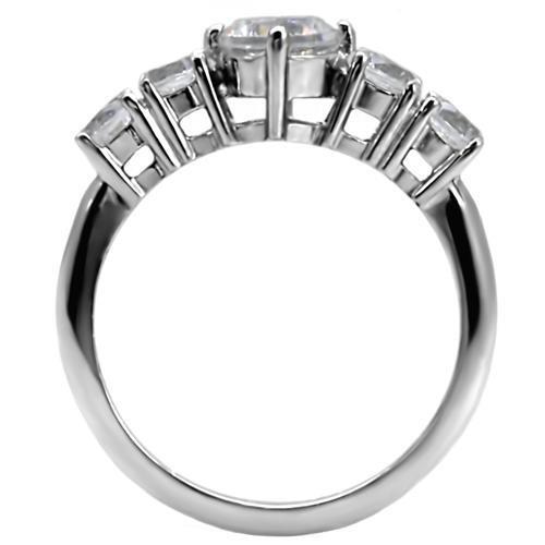 TK003 - Stainless Steel Ring High polished (no plating) Women AAA Grade CZ Clear