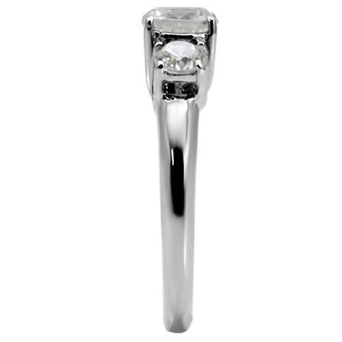 TK004 - Stainless Steel Ring High polished (no plating) Women AAA Grade CZ Clear