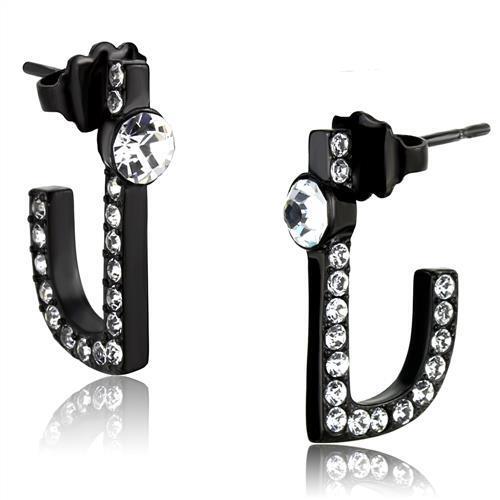 TK2150 - Stainless Steel Earrings IP Black(Ion Plating) Women Top Grade Crystal Clear