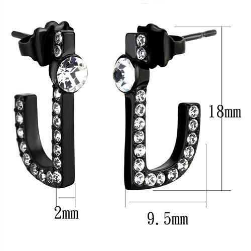 TK2150 - Stainless Steel Earrings IP Black(Ion Plating) Women Top Grade Crystal Clear