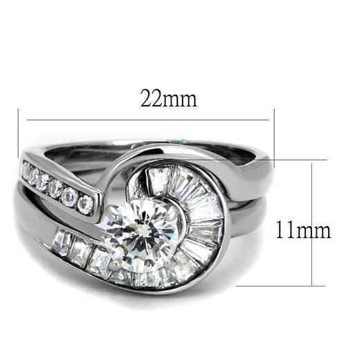 TK2617 - Stainless Steel Ring No Plating Women AAA Grade CZ Clear