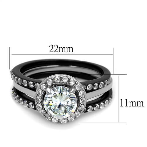 TK2620 - Stainless Steel Ring Two-Tone IP Black (Ion Plating) Women AAA Grade CZ Clear