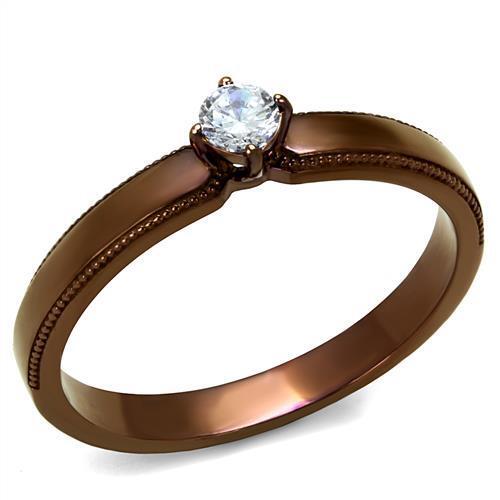 TK2621 - Stainless Steel Ring IP Coffee light Women AAA Grade CZ Clear