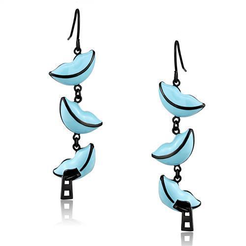 TK2624 - Stainless Steel Earrings IP Black(Ion Plating) Women Epoxy Sea Blue