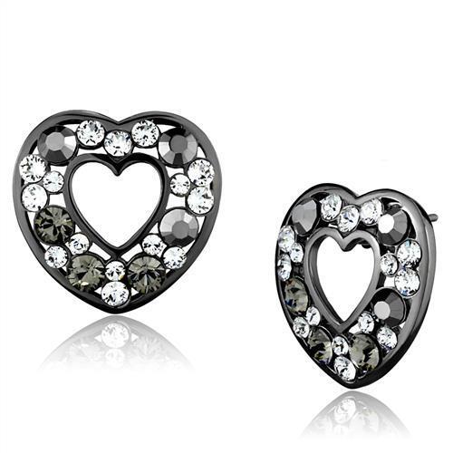 TK2627 - Stainless Steel Earrings IP Light Black  (IP Gun) Women Top Grade Crystal Multi Color