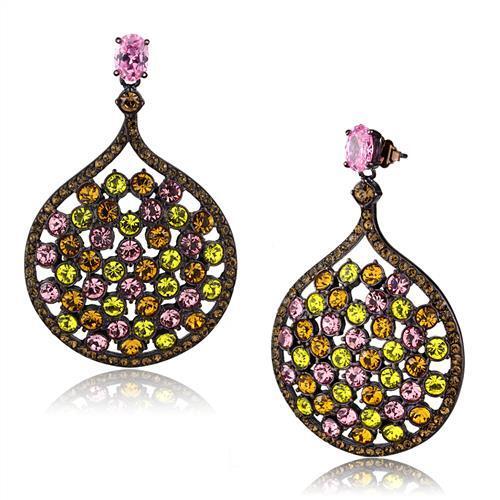 TK2630 - Stainless Steel Earrings IP Coffee light Women AAA Grade CZ Rose