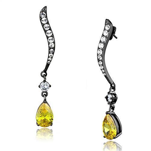 TK2631 - Stainless Steel Earrings IP Light Black  (IP Gun) Women AAA Grade CZ Topaz