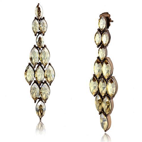 TK2632 - Stainless Steel Earrings IP Coffee light Women Top Grade Crystal Champagne