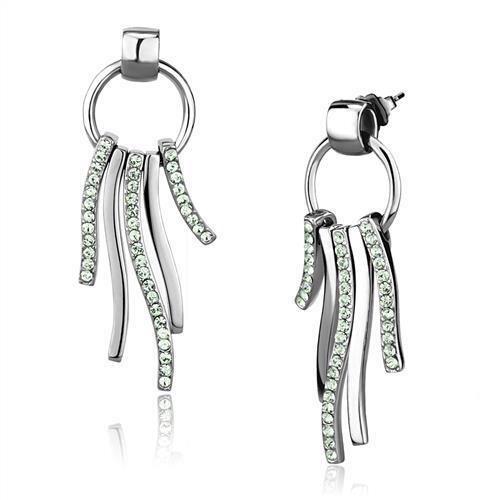 TK2633 - Stainless Steel Earrings High polished (no plating) Women Top Grade Crystal Peridot